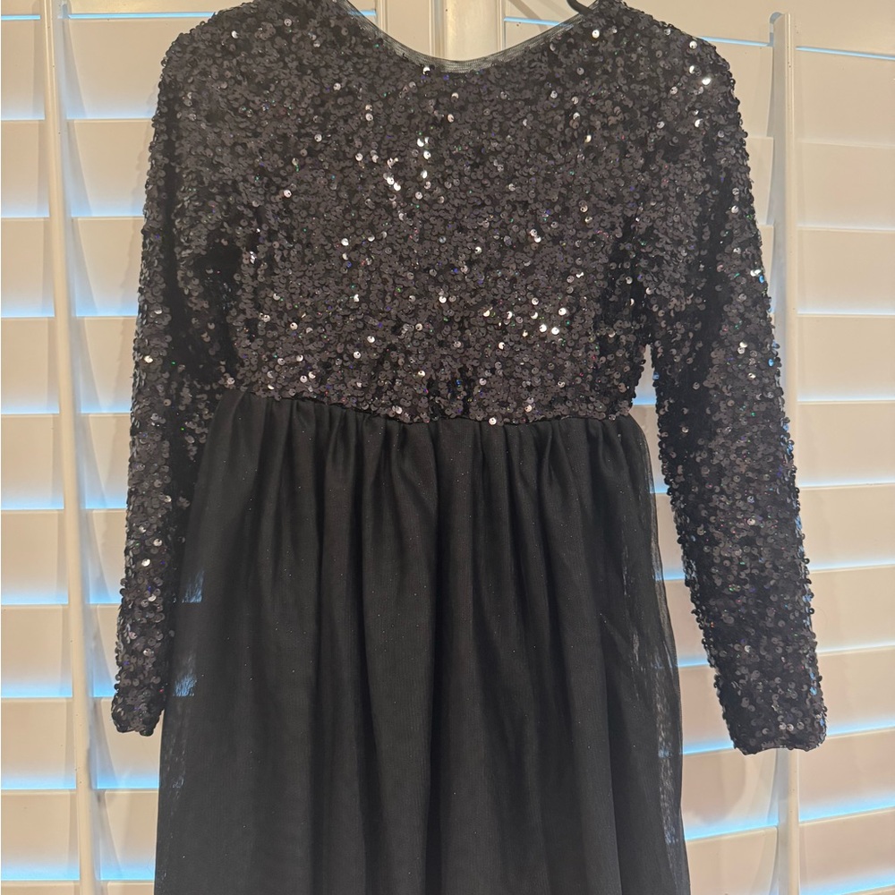 Cat & Jack Gray Black Sequin Fit and Flare Dress